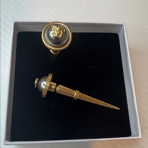 Versace Gold and Silver Medusa Earrings